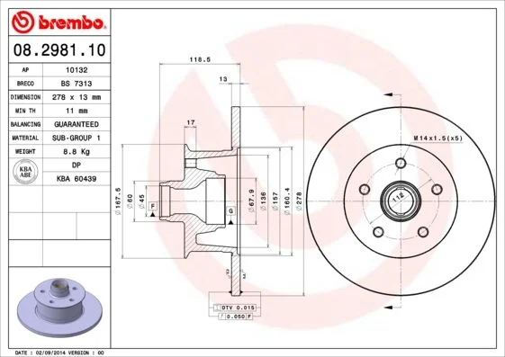 Brake Disc BREMBO 08.2981.10