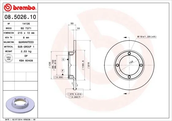 Brake Disc BREMBO 08.5026.10