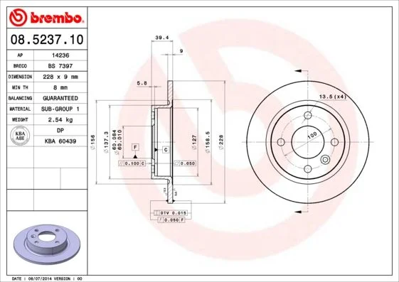 Disco de Travão BREMBO 08.5237.10