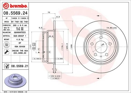 Disco de Travão BREMBO 08.5569.21