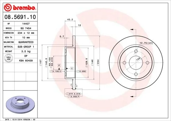 Brake Disc BREMBO 08.5691.10