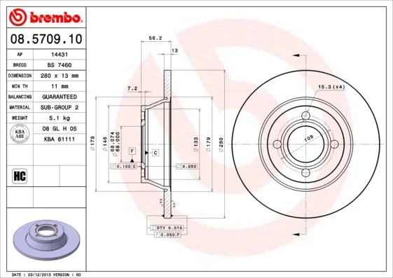Brake Disc BREMBO 08.5709.10