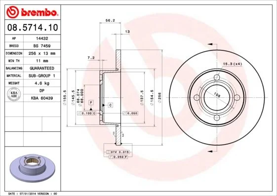 Brake Disc BREMBO 08.5714.10