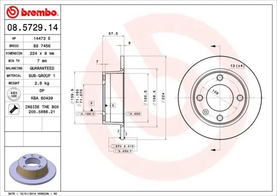 Brake Disc BREMBO 08.5729.14