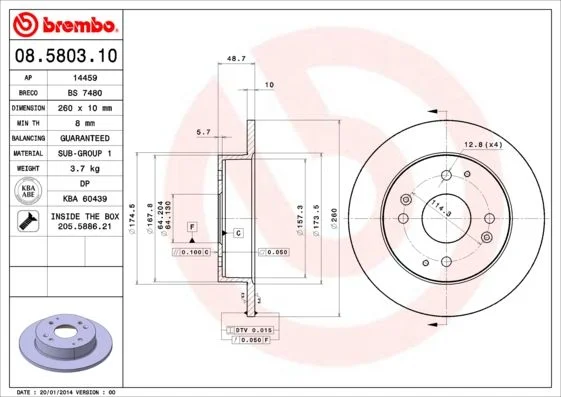 Disco de Travão BREMBO 08.5803.10