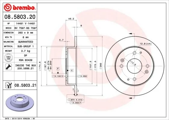 Brake Disc BREMBO 08.5803.21