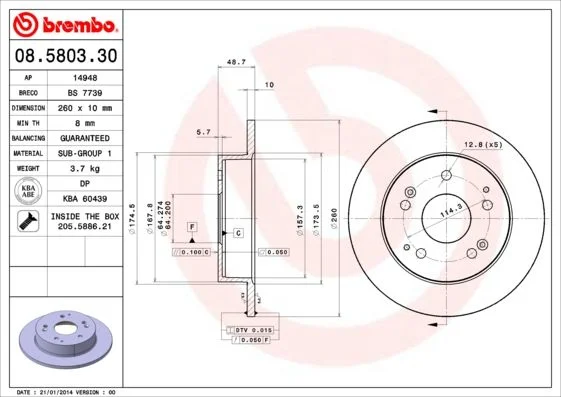 Disco de Travão BREMBO 08.5803.30