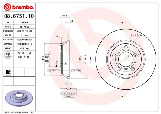 Disco de Travão BREMBO 08.6751.10