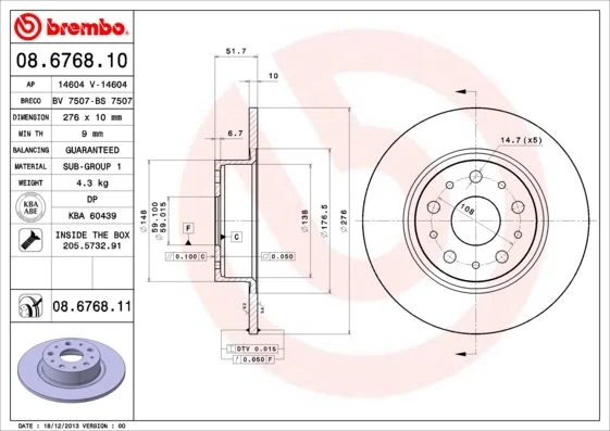 Brake Disc BREMBO 08.6768.11
