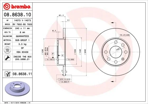 Disco de Travão BREMBO 08.8638.11