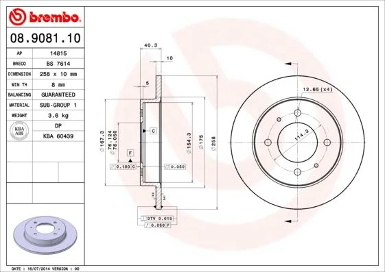 Brake Disc BREMBO 08.9081.10