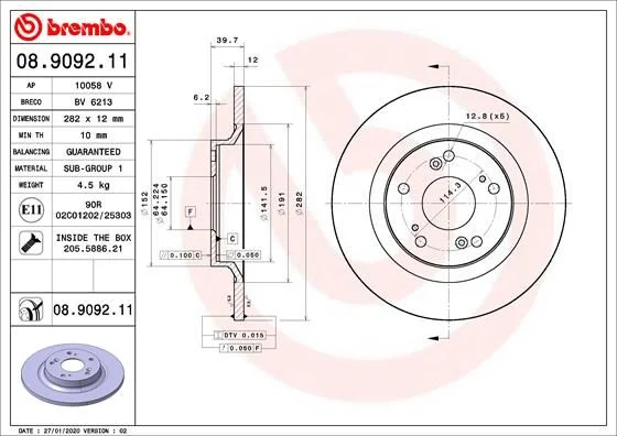 Brake Disc BREMBO 08.9092.11