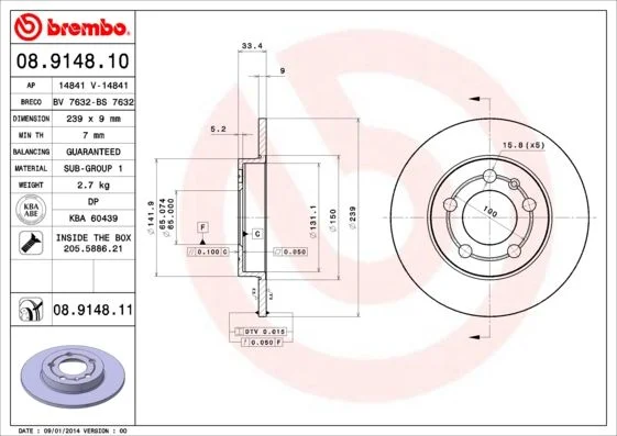 Disco de Travão BREMBO 08.9148.11