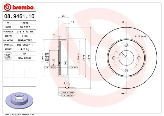 Brake Disc BREMBO 08.9461.10
