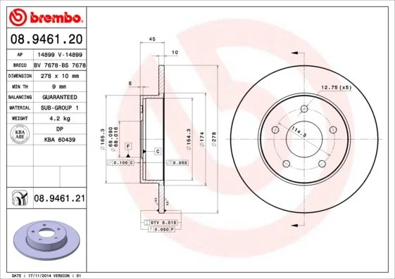 Disco de Travão BREMBO 08.9461.21