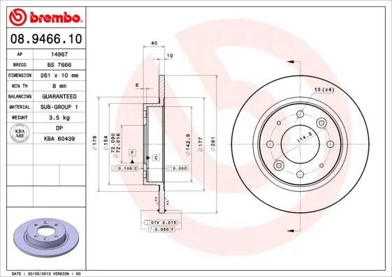 Brake Disc BREMBO 08.9466.10
