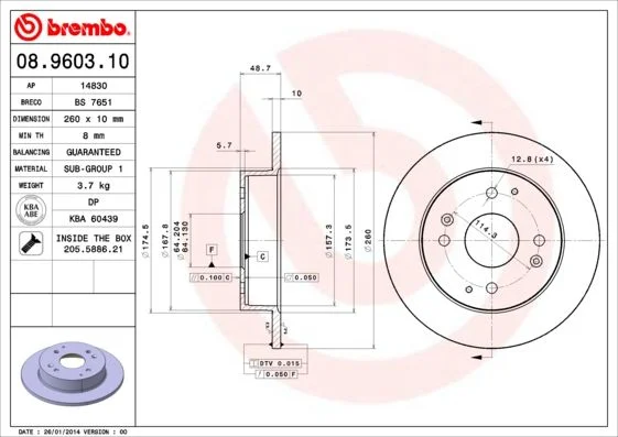 Disco de Travão BREMBO 08.9603.10