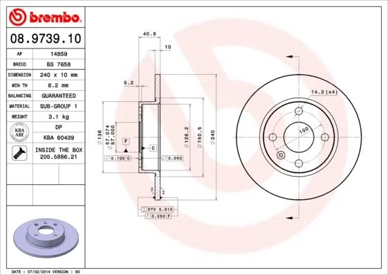 Disco de Travão BREMBO 08.9739.10