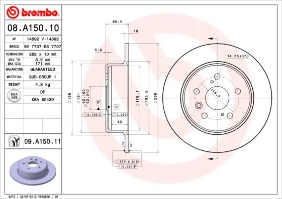 Brake Disc BREMBO 08.A150.11