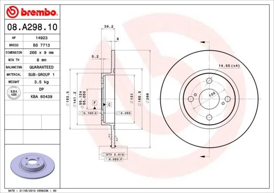 Disco de Travão BREMBO 08.A298.10