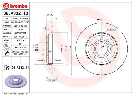 Brake Disc BREMBO 08.A332.11