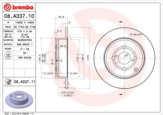 Brake Disc BREMBO 08.A337.11
