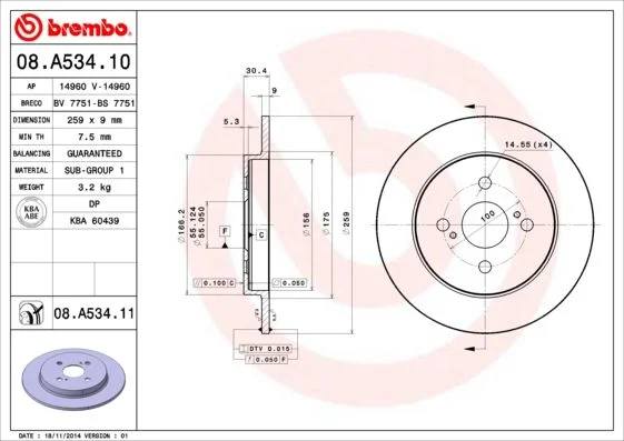 Brake Disc BREMBO 08.A534.11