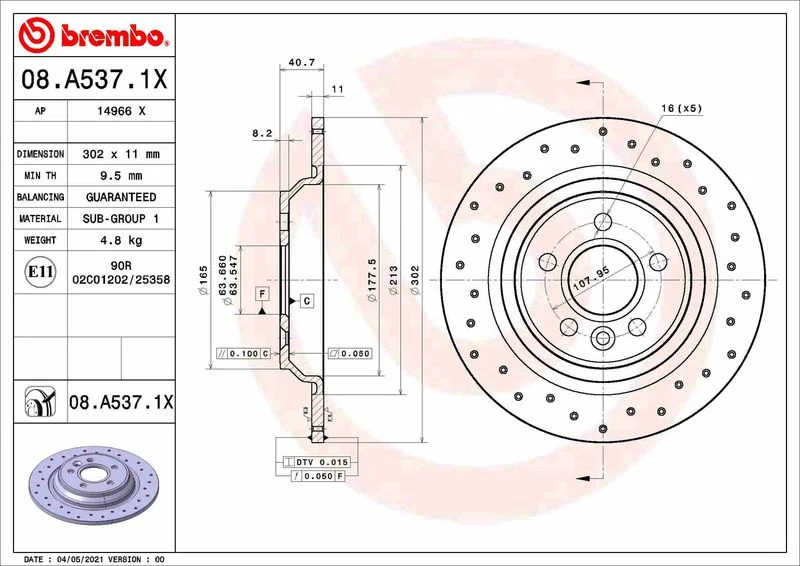 Disco de Travão BREMBO 08.A537.1X