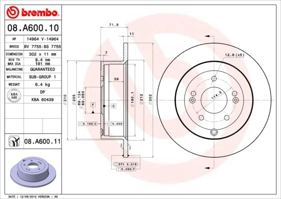 Disco de Travão BREMBO 08.A600.11