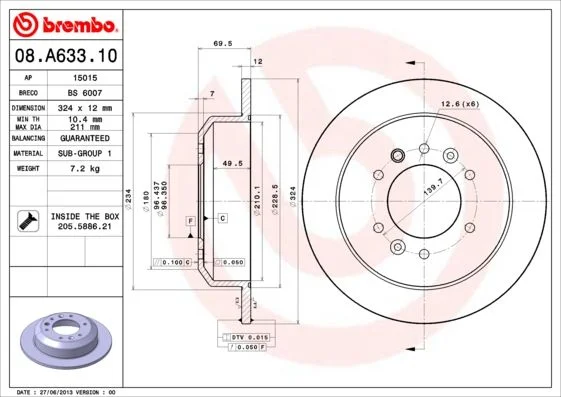 Disco de Travão BREMBO 08.A633.10