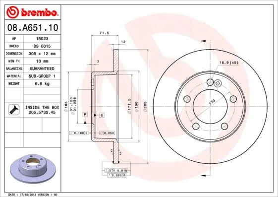 Disco de Travão BREMBO 08.A651.10