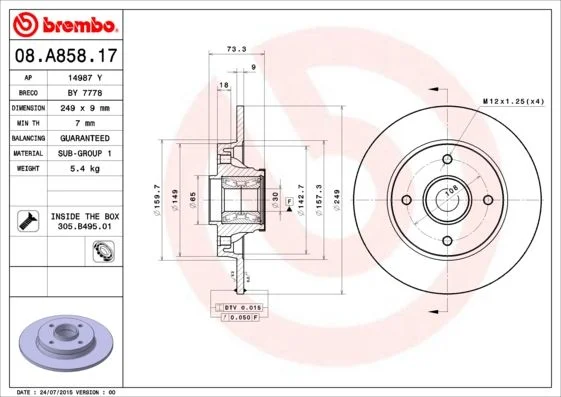 Brake Disc BREMBO 08.A858.17