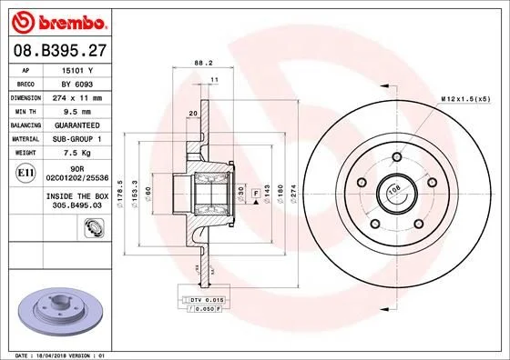 Disco de Travão BREMBO 08.B395.27