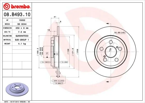 Brake Disc BREMBO 08.B493.10