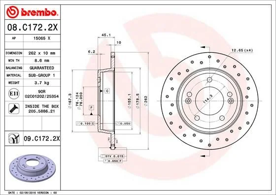 Disco de Travão BREMBO 08.C172.2X