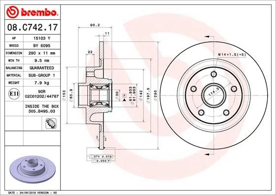 Brake Disc BREMBO 08.C742.17