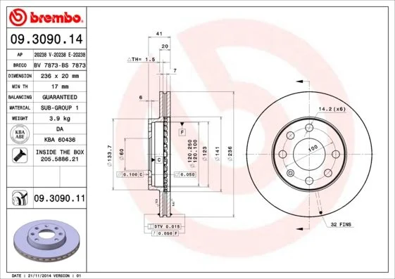 Disco de Travão BREMBO 09.3090.11