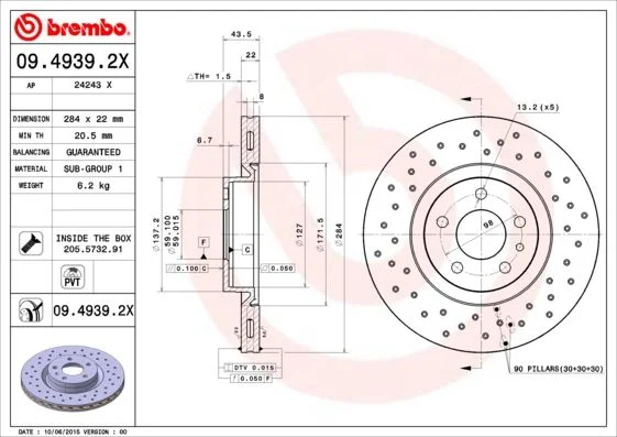Brake Disc BREMBO 09.4939.2X