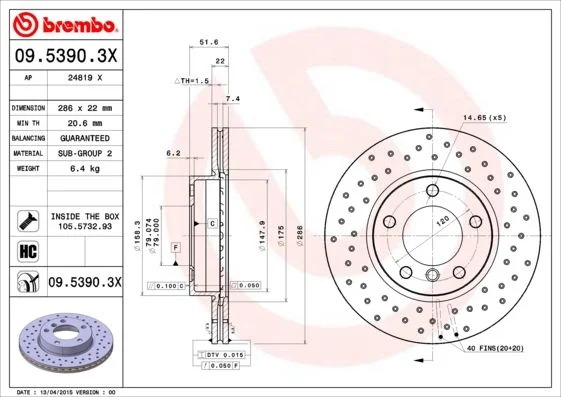 82 BREMBO 09.5390.3X
