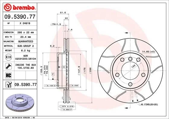 82 BREMBO 09.5390.77