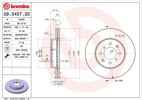Brake Disc BREMBO 09.5457.20