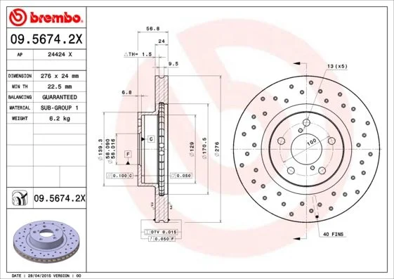 Disco de Travão BREMBO 09.5674.2X
