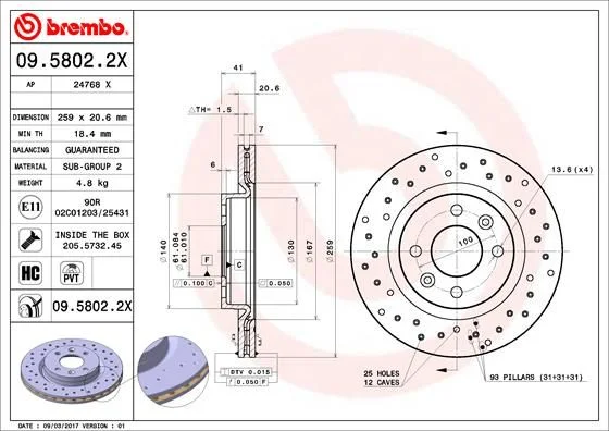 Disco de Travão BREMBO 09.5802.2X