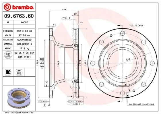 Brake Disc BREMBO 09.6763.60