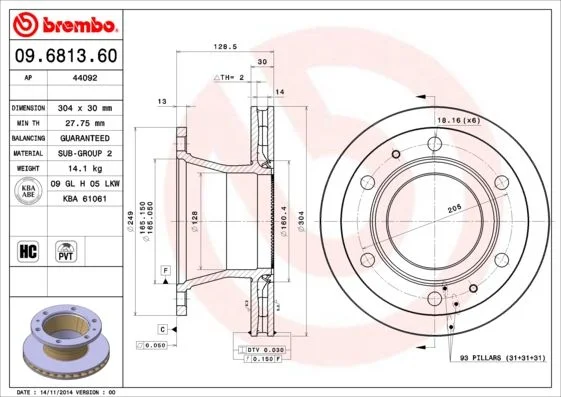 Disco de Travão BREMBO 09.6813.60
