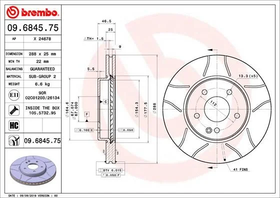 Disco de Travão BREMBO 09.6845.75