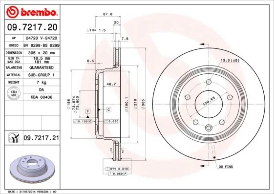 Disco de Travão BREMBO 09.7217.21