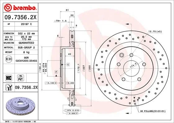 Brake Disc BREMBO 09.7356.2X