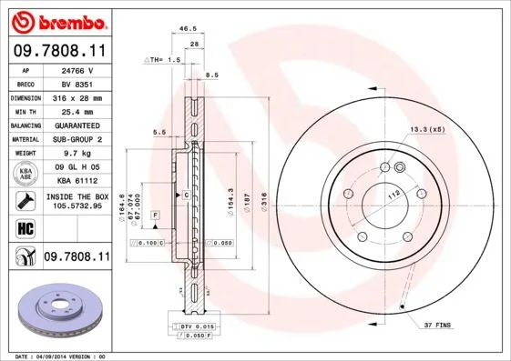 Disco de Travão BREMBO 09.7808.11