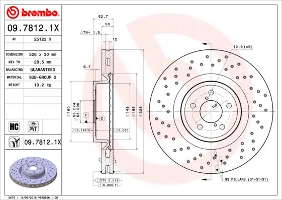 Brake Disc BREMBO 09.7812.1X